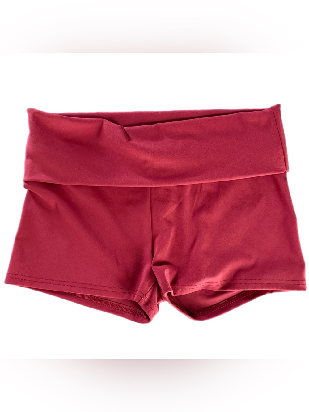 No Boundaries Fold-Over Waist Bike Shorts - Deep Red - L